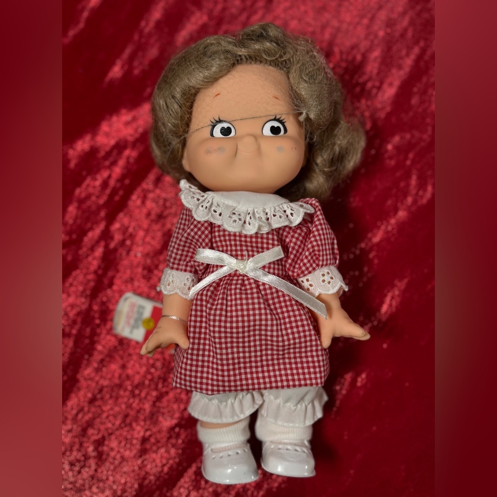 Vintage 1988 Campbell’s Soup Kid Girl Doll Special Edition Red Gingham Dress Tag